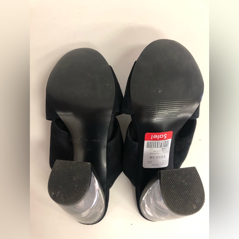 KENDALL+ KYLIE KARMEN SUEDE CRISSCROSS SLIP ON MULE CLEAR BLOCK HEELS SIZE 8 - Picture 5 of 8